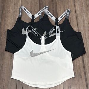 Nike Dri-FIT Racerback cropped top set of 3 black‎ white